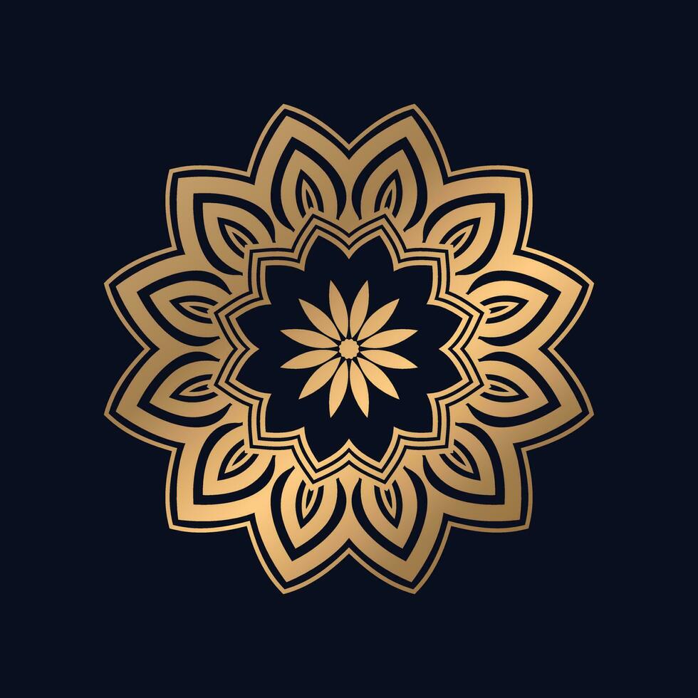 lujoso mandala diseño con dorado vistoso vector modelo