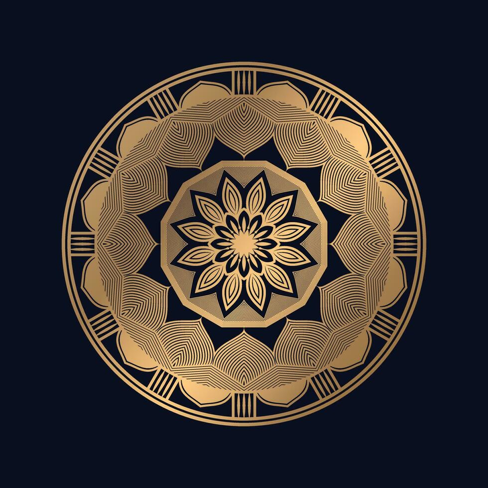 lujoso mandala diseño con dorado vistoso vector modelo