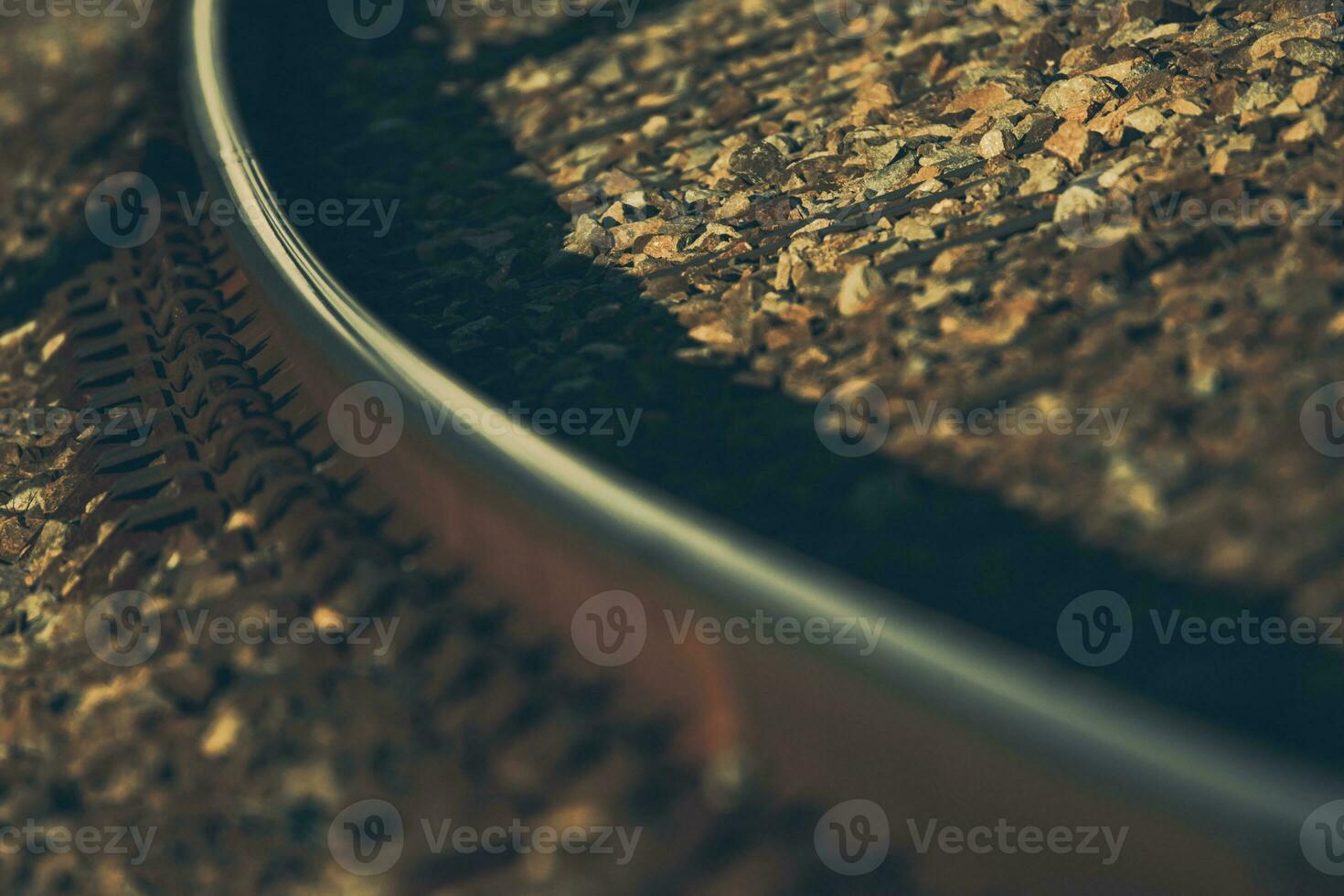 Curved Railroad Track Close Up photo