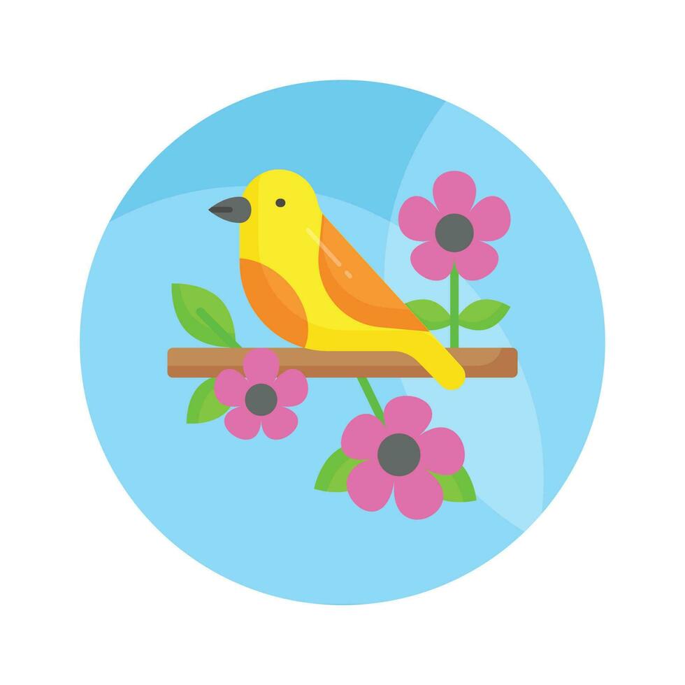 A bird sitting in a branch of tree, grab this beautiful icon of bird in editable style vector