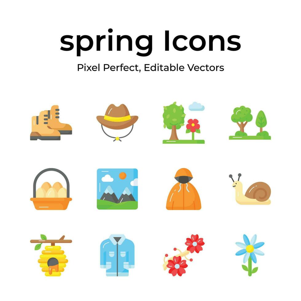 Creatively designed spring vectors, farming, gardening and agriculture icons set vector