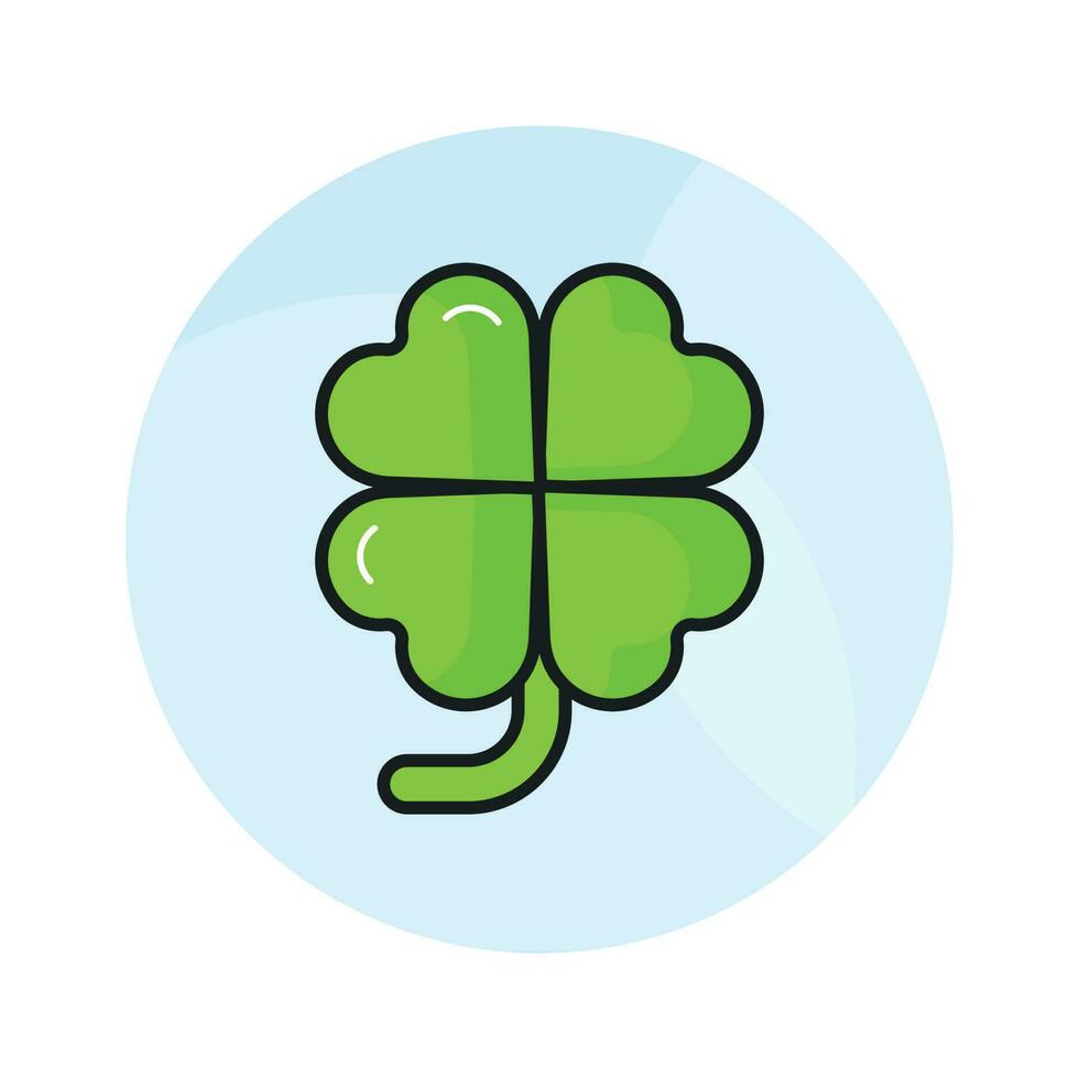 un cuatro pétalos flor, firmar de suerte, trébol plano icono, prima vector diseño de juego personaje