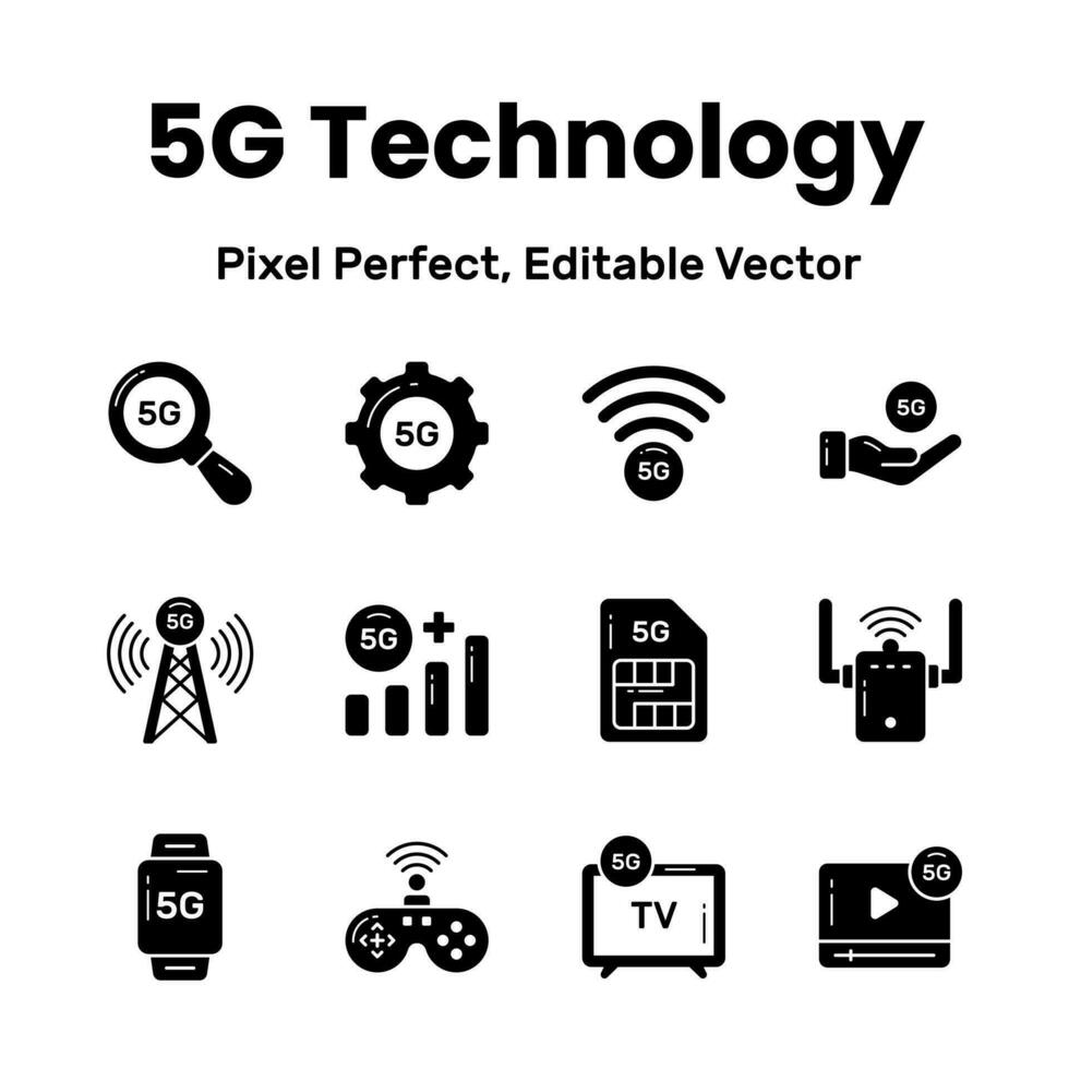 Transform your projects with our 5G network icons Add a touch of sophistication and convey the promise of lightning-fast connectivity to captivate your audience vector