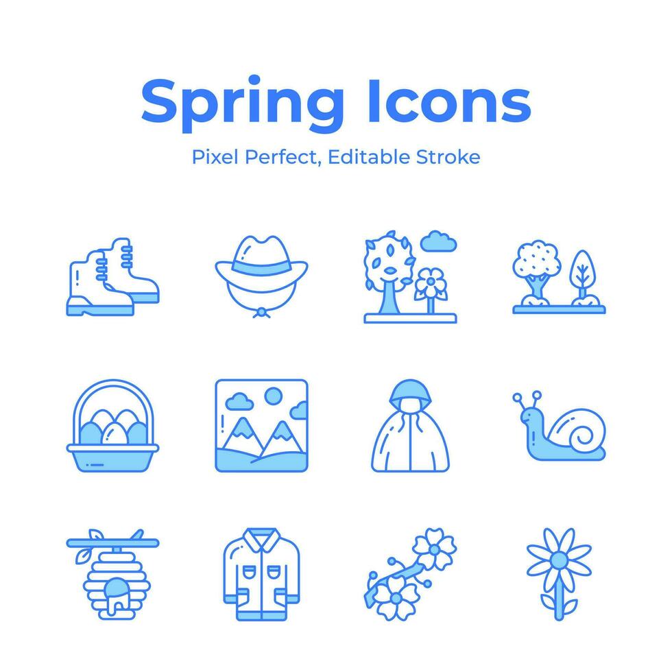 Creatively designed spring vectors, farming, gardening and agriculture icons set vector