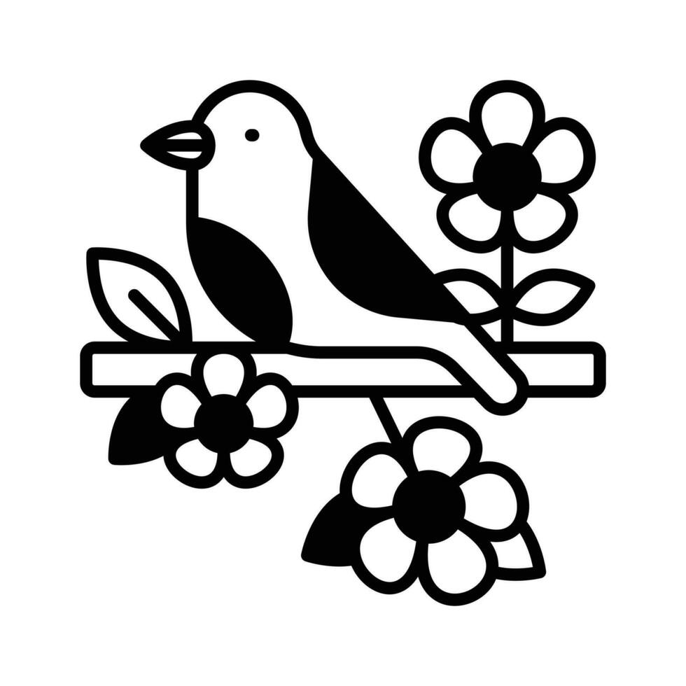 A bird sitting in a branch of tree, grab this beautiful icon of bird in editable style vector