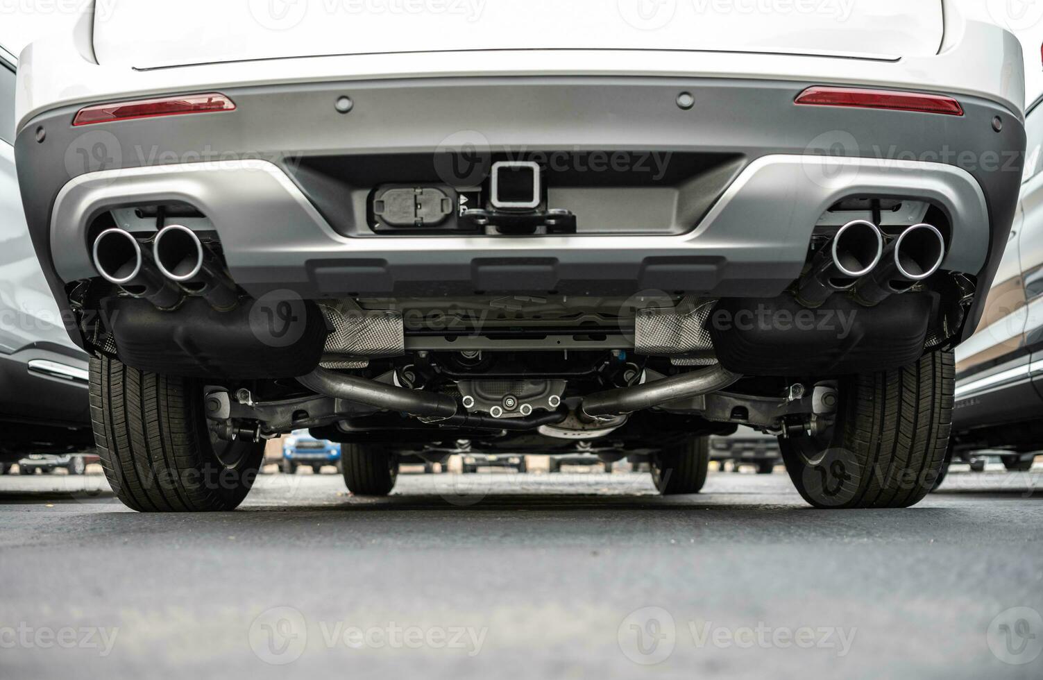 Exhaust System in Brand New Modern Car. photo