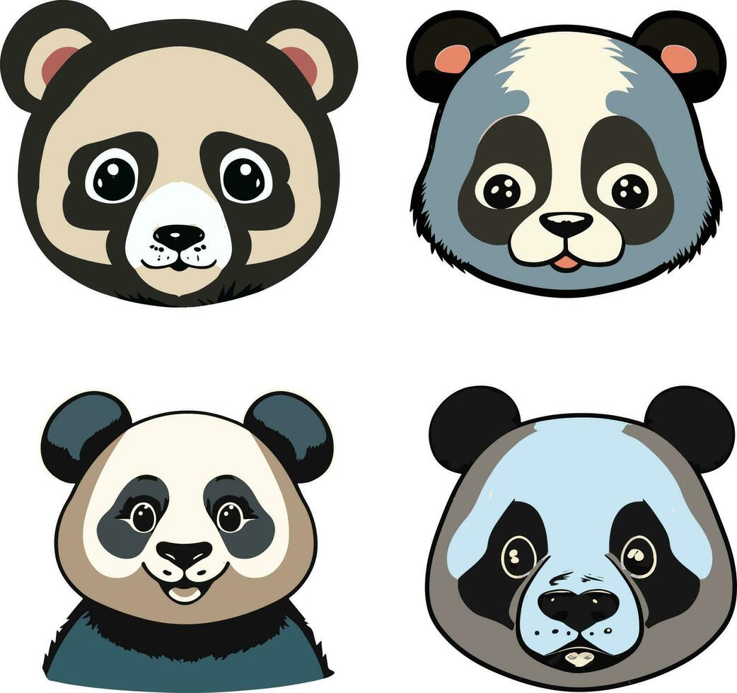 avatar linda cara panda vector ilustración en dibujos animados estilo