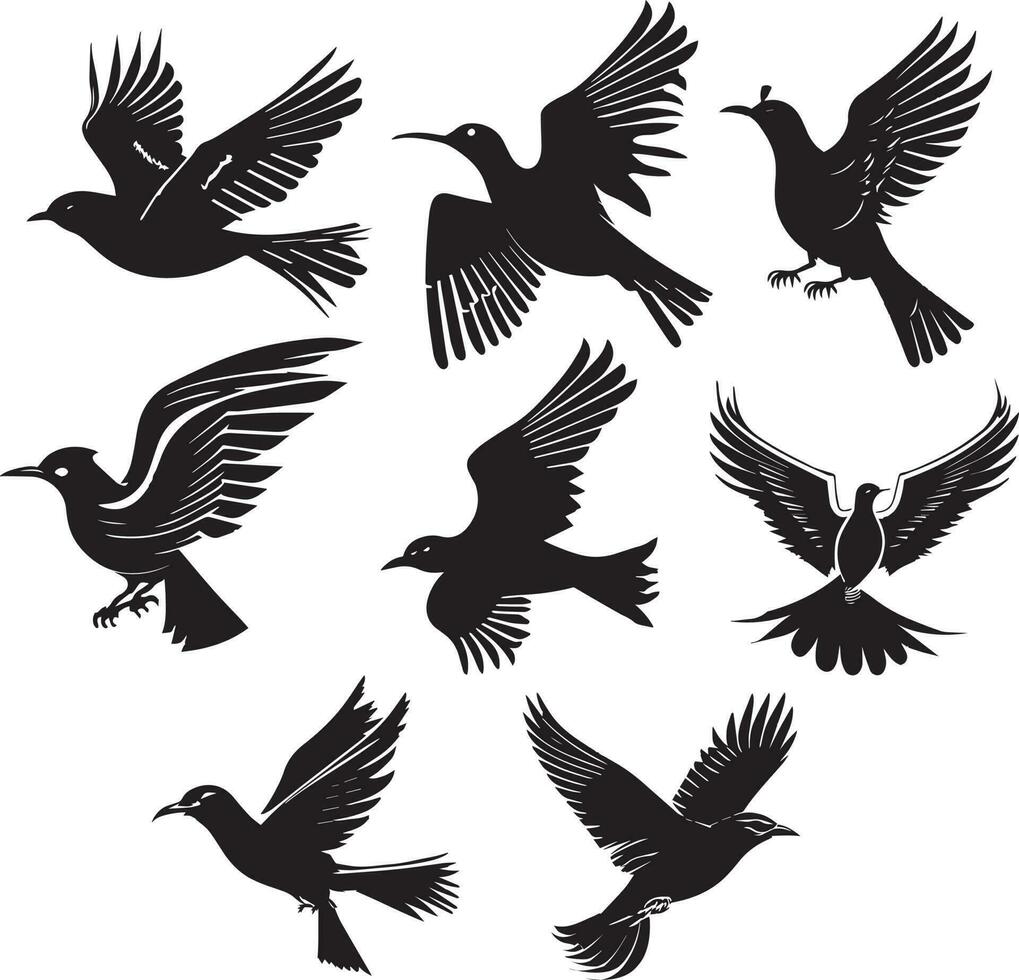Black Bird Flying Symbol Vector