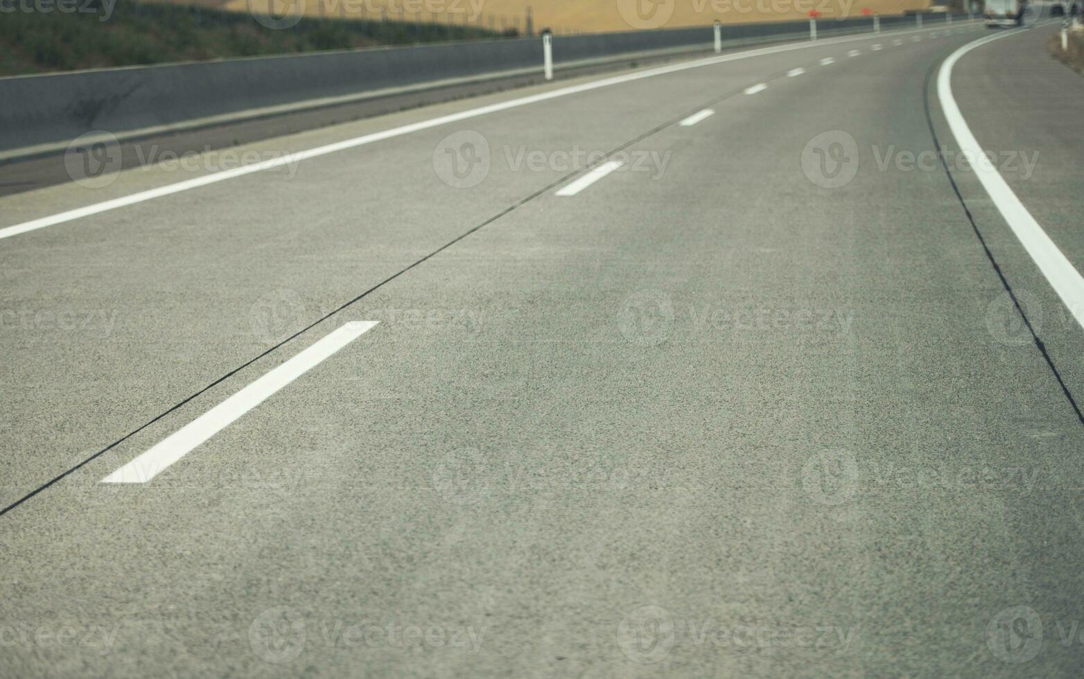 Newly Constructed Modern Two Lanes Highway photo