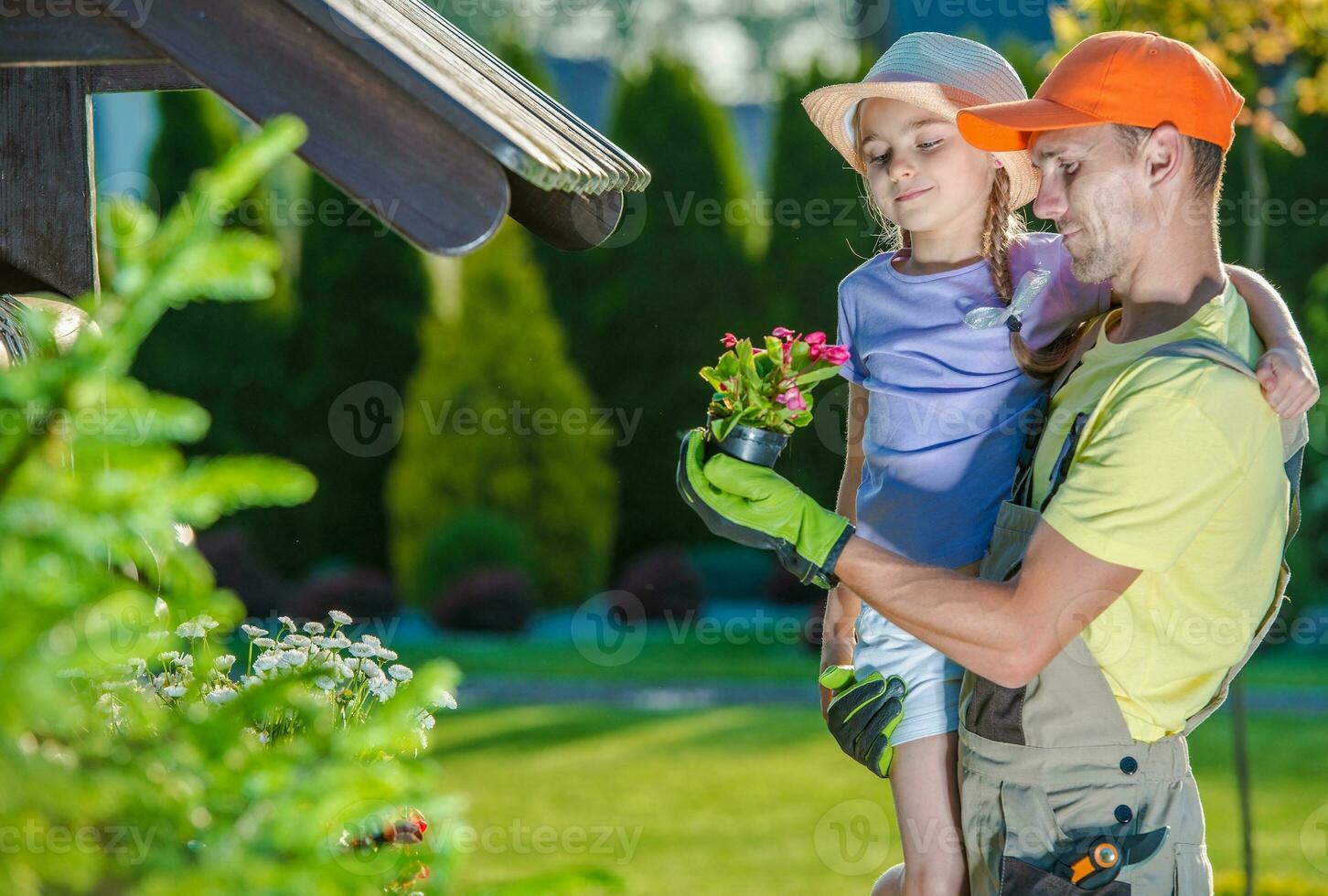 Father and Daughter in Garden photo