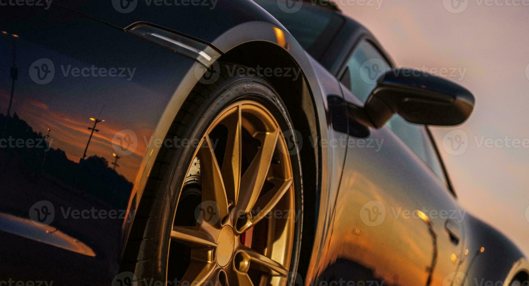 Scenic Sunset Reflection in Supercar Body photo