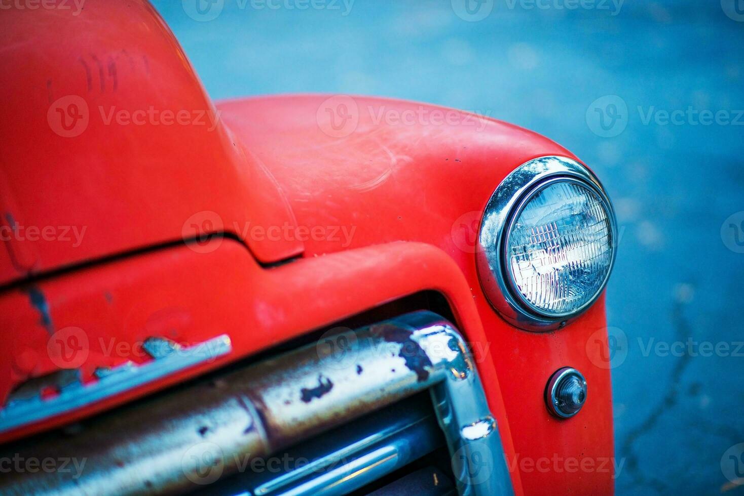 Red Oldtimer Pickup Closeup photo