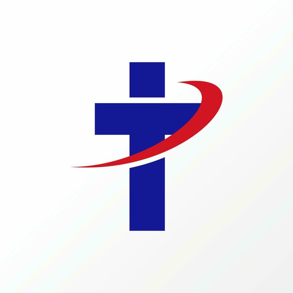 Logo design graphic concept creative abstract premium free vector stock letter T like plus church font with cut swoosh. Related to initial monogram