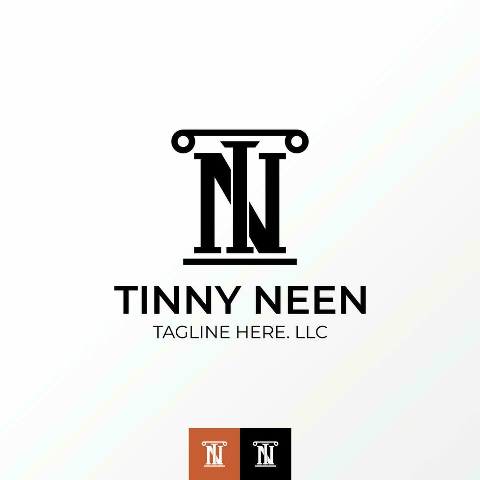 Logo design graphic concept creative abstract premium free vector stock letter TN or NT serif font pillar and stairs. Related to initial monogram law