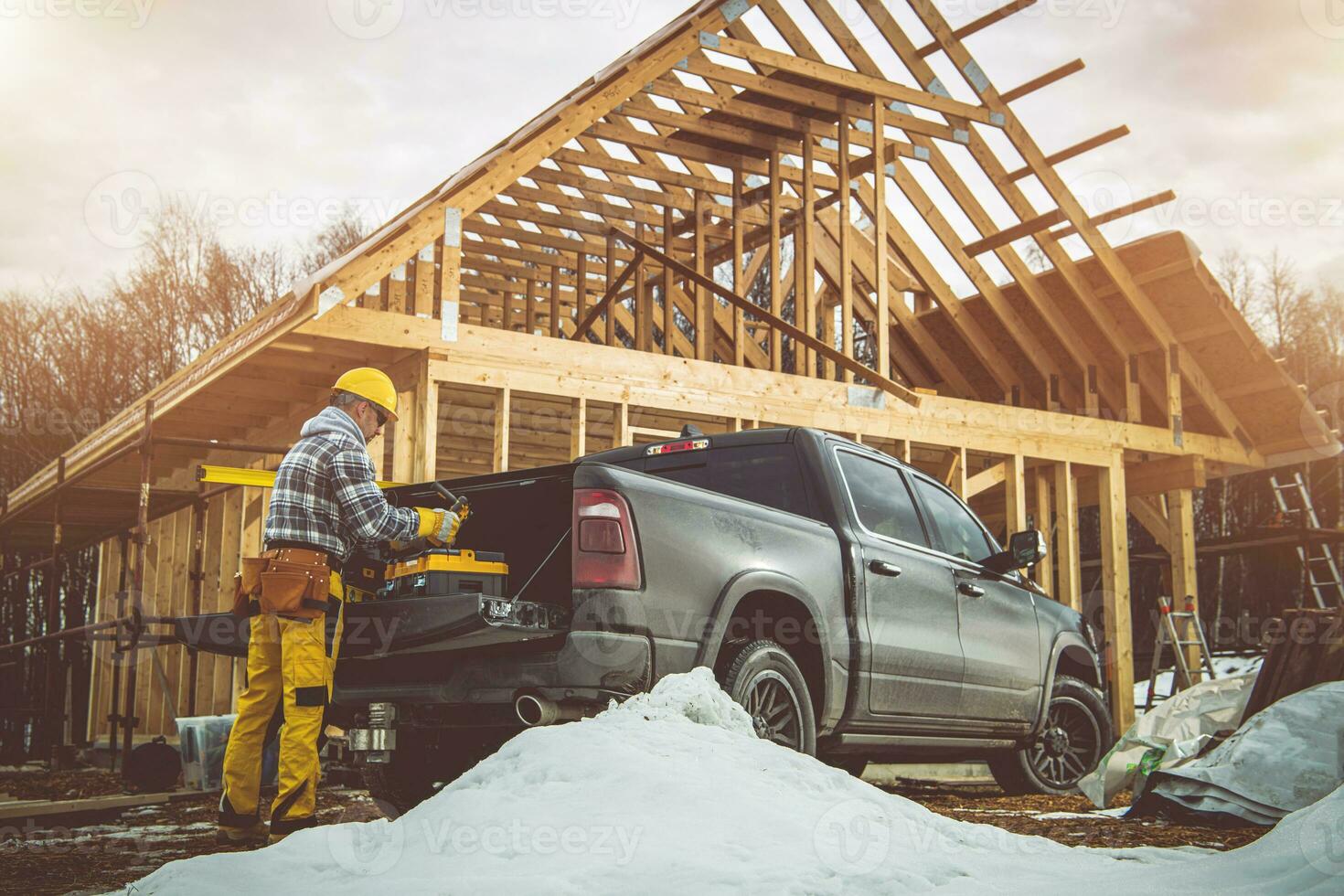 Wooden House Structure Construction Zone photo