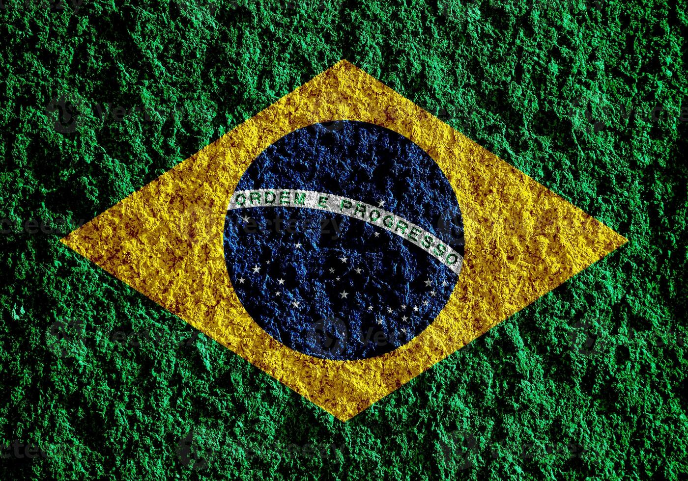 Flag of the Brazil on a textured background. Concept collage. photo