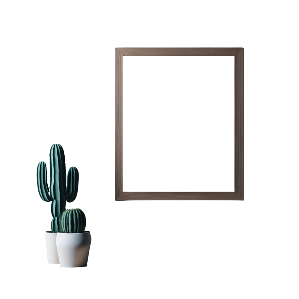 wit blanco kader met ingemaakt planten model, leeg blanco kader model, blanco afbeelding kader sjabloon, kader mockup Aan transparant achtergrond, minimalistisch kader clip art png
