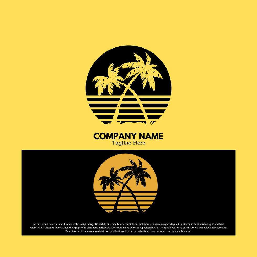Palm tree logo vector design illustration, brand identity emblem