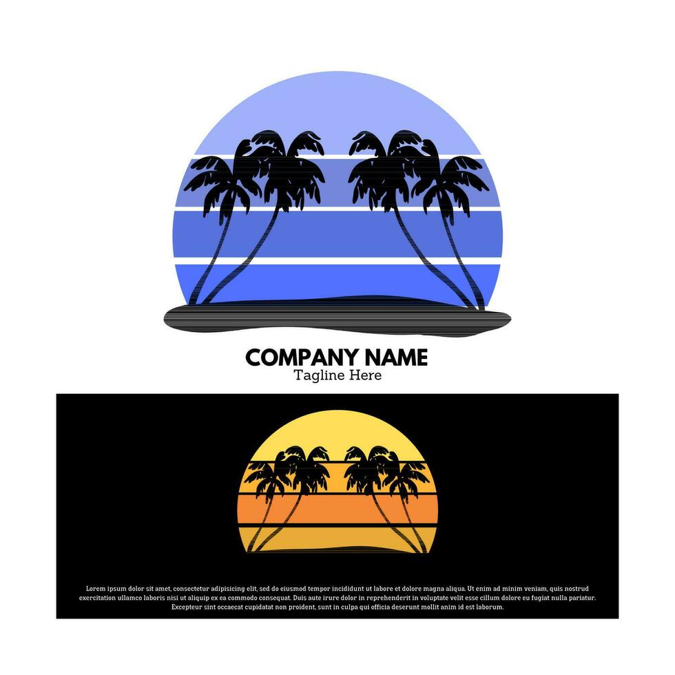 Palm tree logo vector design illustration, brand identity emblem