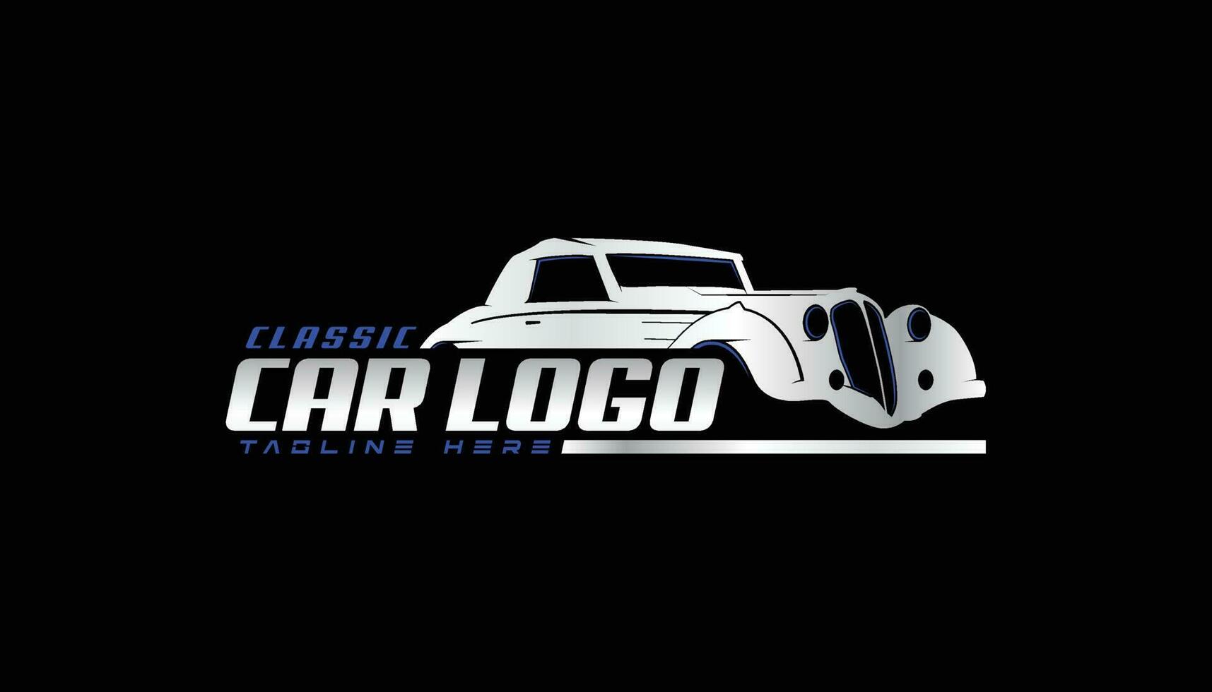 Clásico clásico coche logo con vector contorno