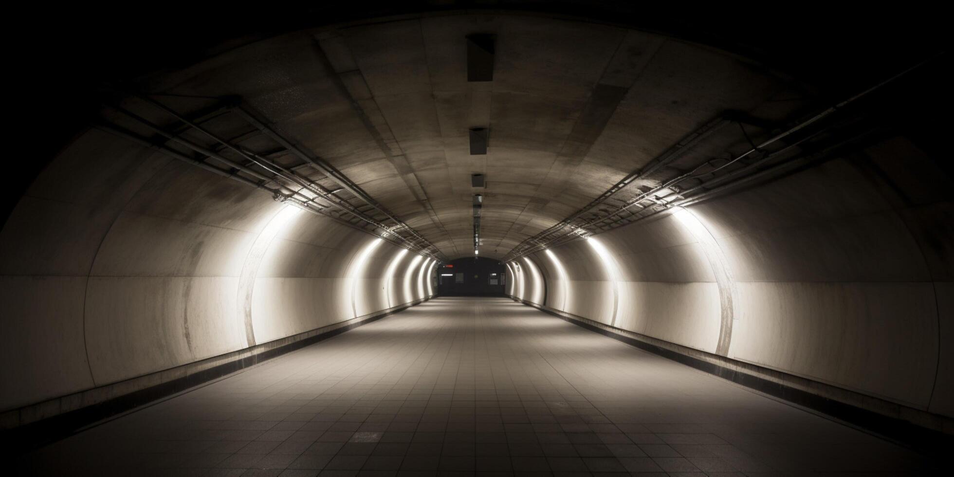 Empty underground with lights photo