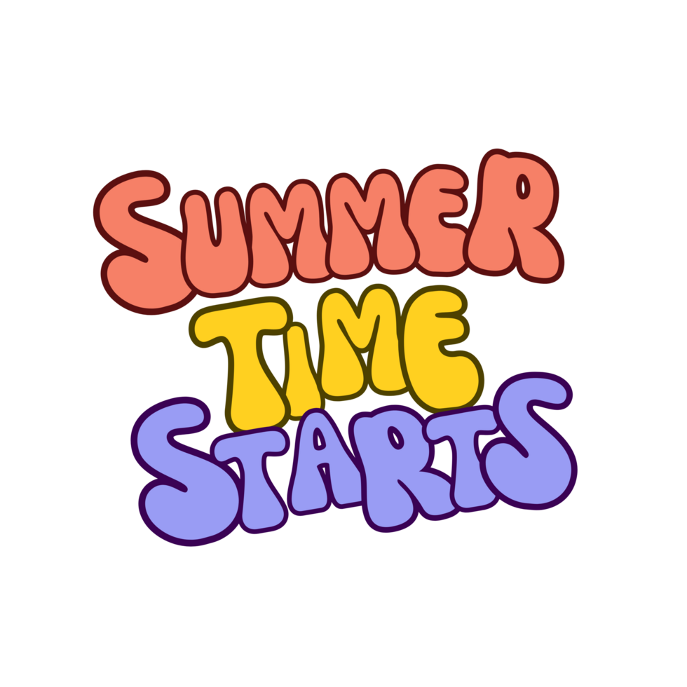 Summer time starts text, Summer calligraphy, Summer time starts lettering inscription, Summer time starts clipart on transparent background, summer digital art png