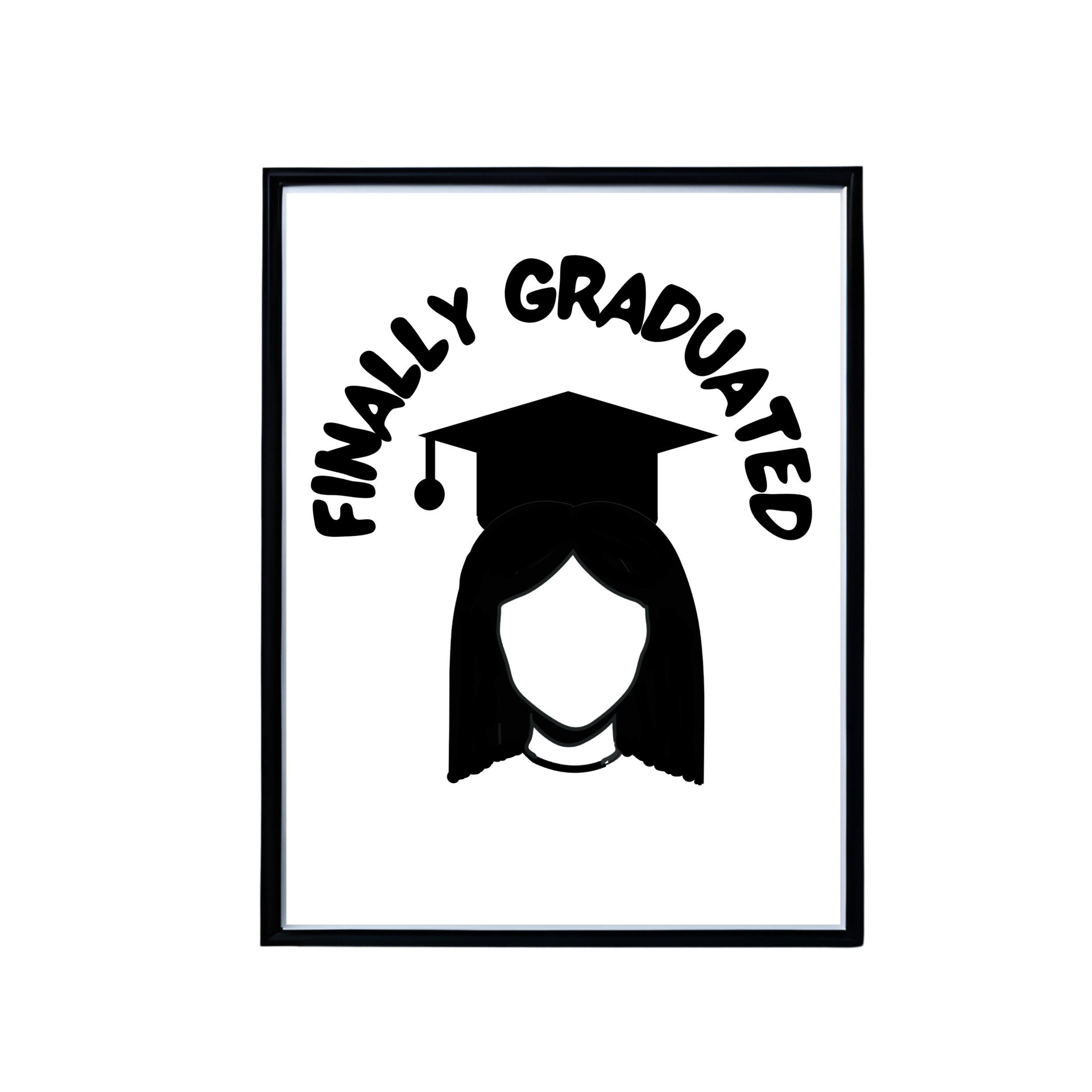 Girl with Graduation cap, Graduation day Frame mockup, Graduation cap with quote frame