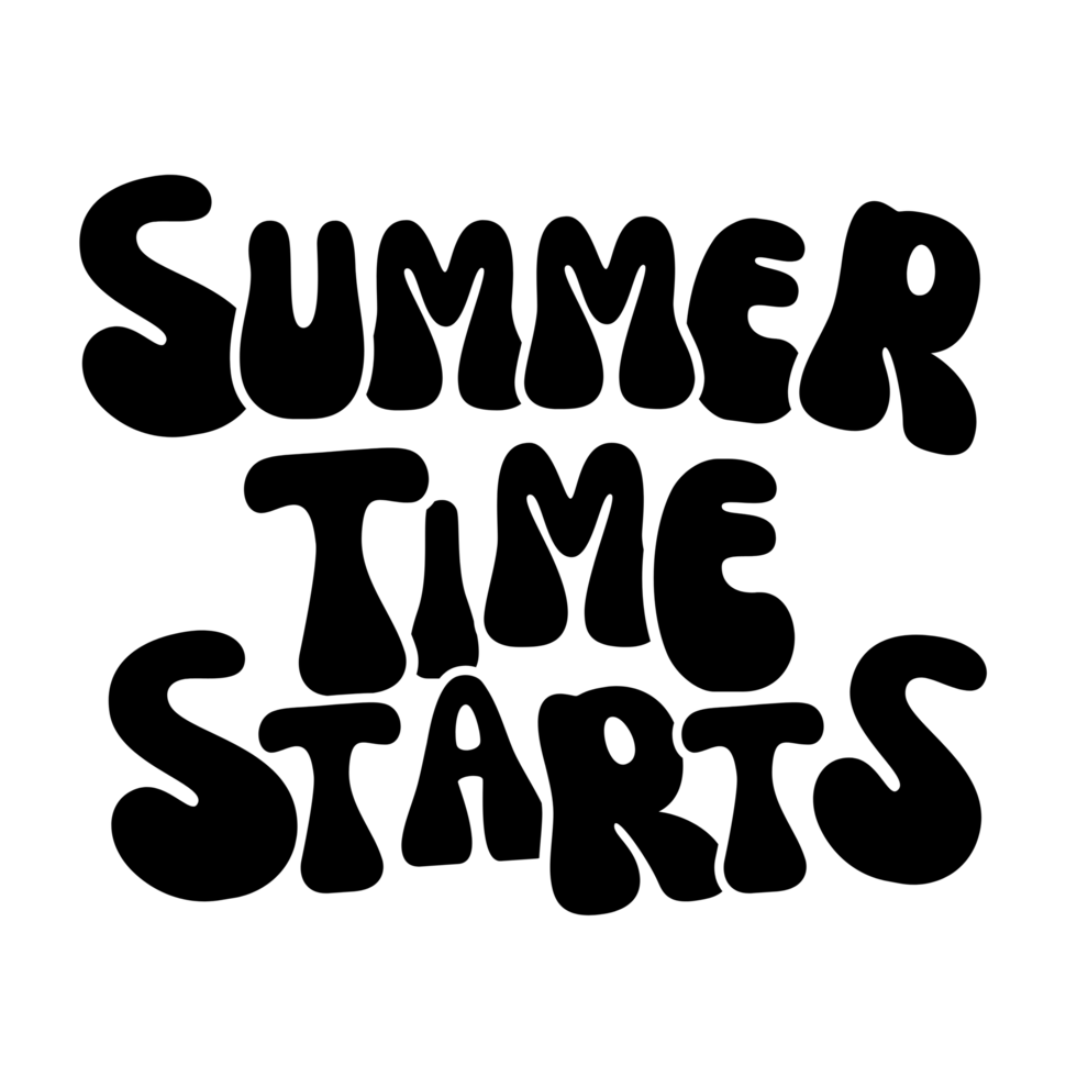 Summer time starts text, Summer calligraphy, Summer time starts lettering inscription, Summer time starts clipart on transparent background, summer digital art png
