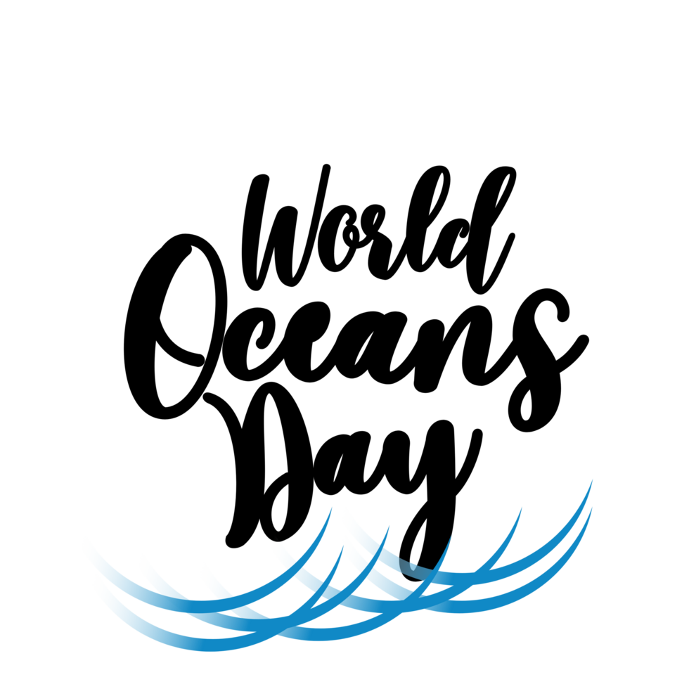 world ocean day clipart, Calligraphy, Typography, digital art, graphics on transparent background png
