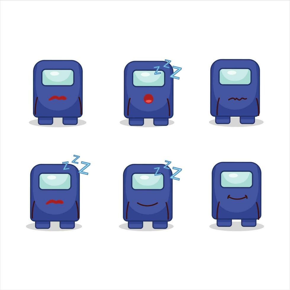 Cartoon character of among us blue with sleepy expression vector