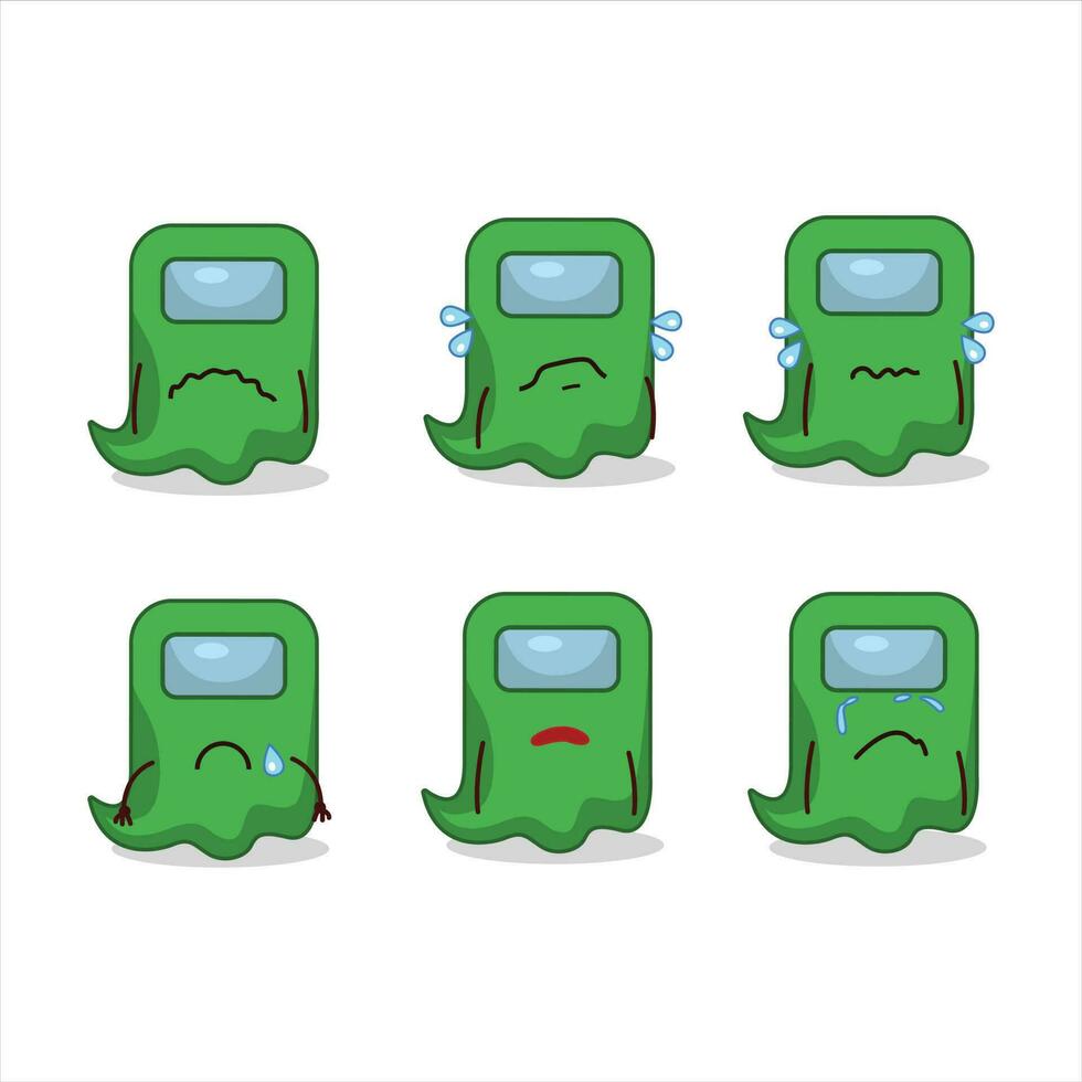 Ghost among us green cartoon character with sad expression vector