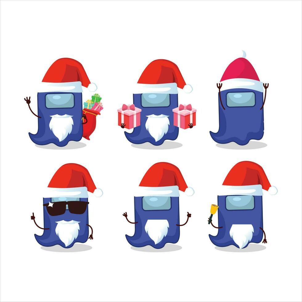 Papa Noel claus emoticones con fantasma entre nosotros azul dibujos animados personaje vector