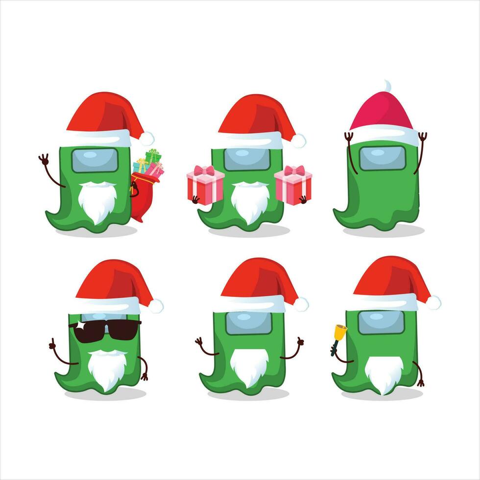 Papa Noel claus emoticones con fantasma entre nosotros verde dibujos animados personaje vector