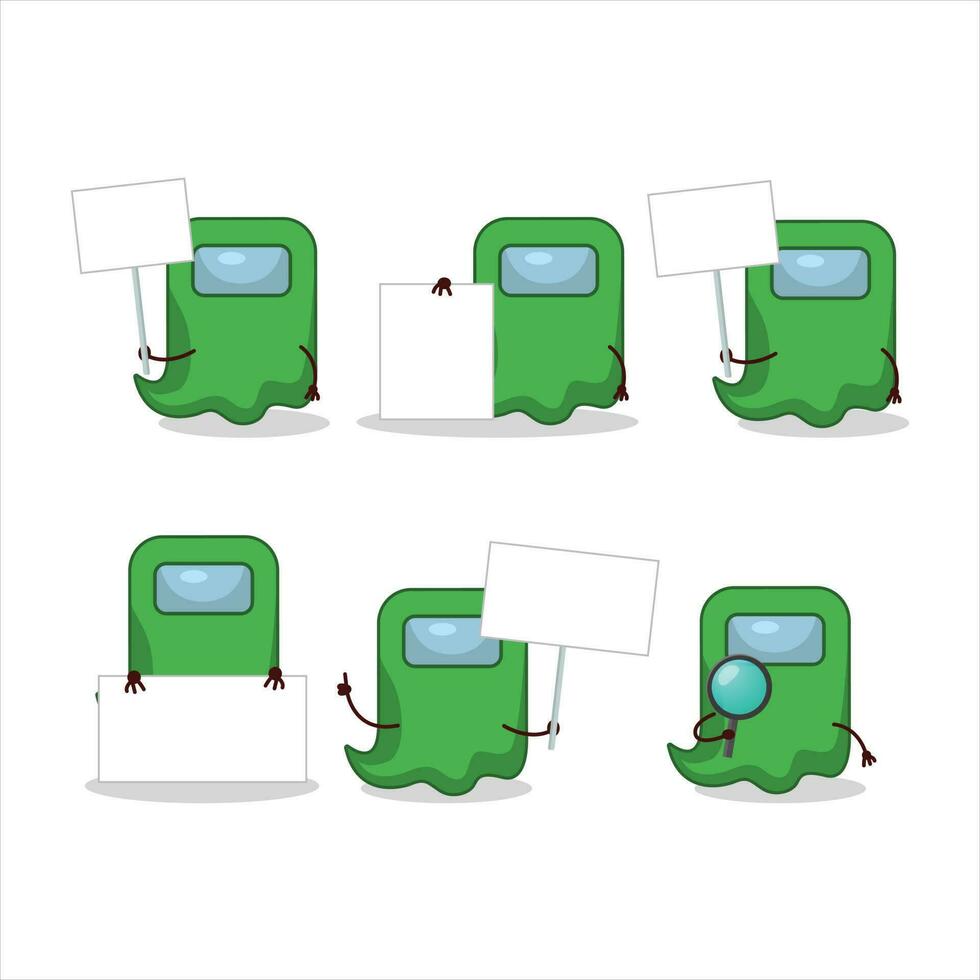 Ghost among us green cartoon character bring information board vector