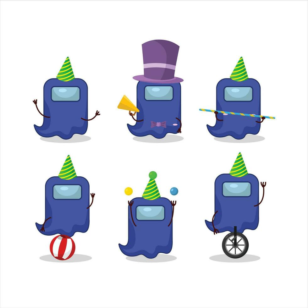 Cartoon character of ghost among us blue with various circus shows vector