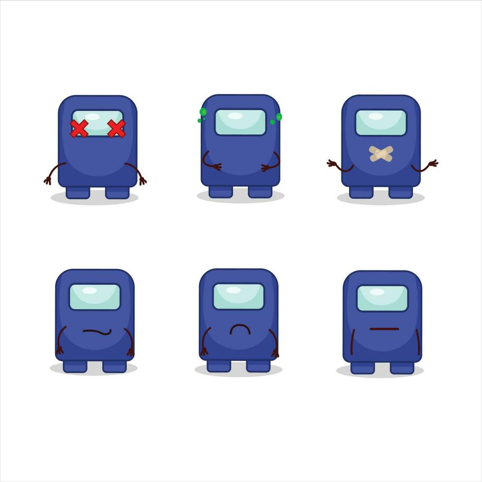 Among us blue cartoon character with nope expression vector