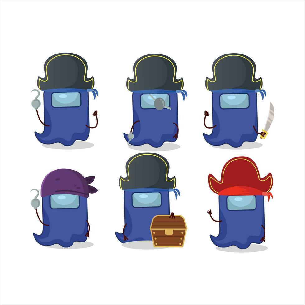 Ghost among us blue cartoon character with sad expression vector