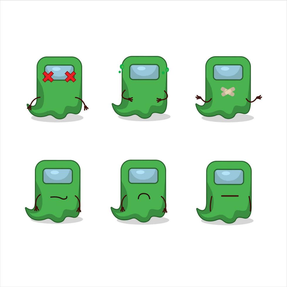 Ghost among us green cartoon character with nope expression vector