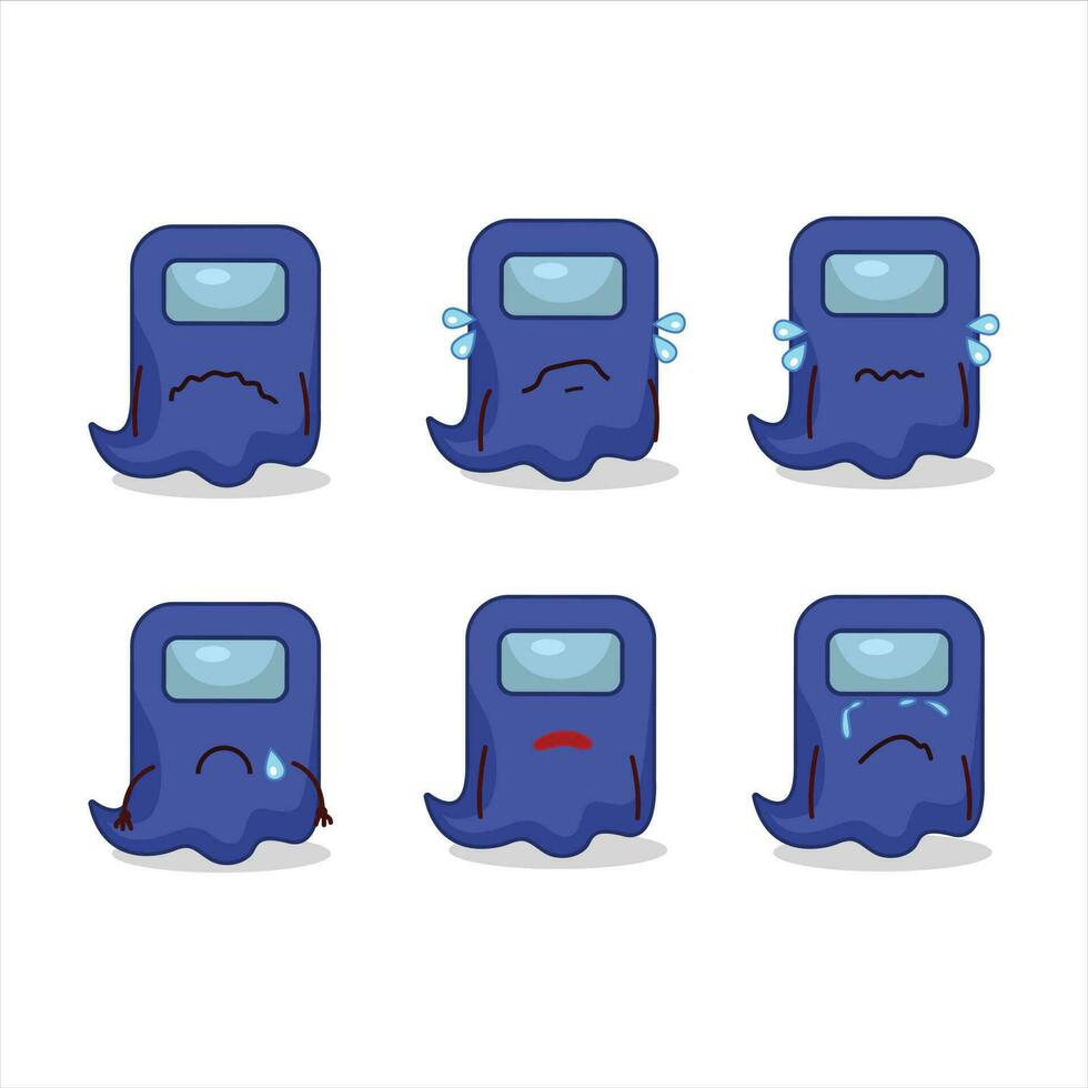 Ghost among us blue cartoon character with sad expression vector