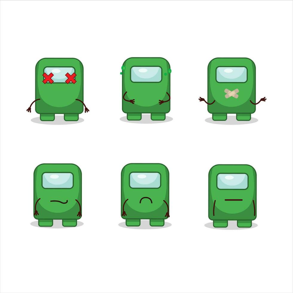 Among us green cartoon character with nope expression vector