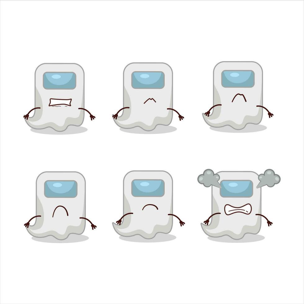 Ghost among us white cartoon character with various angry expressions vector