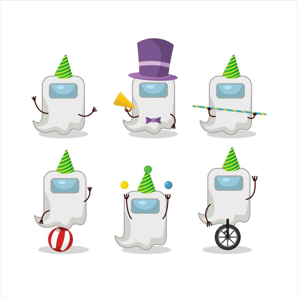 Cartoon character of ghost among us white with various circus shows vector