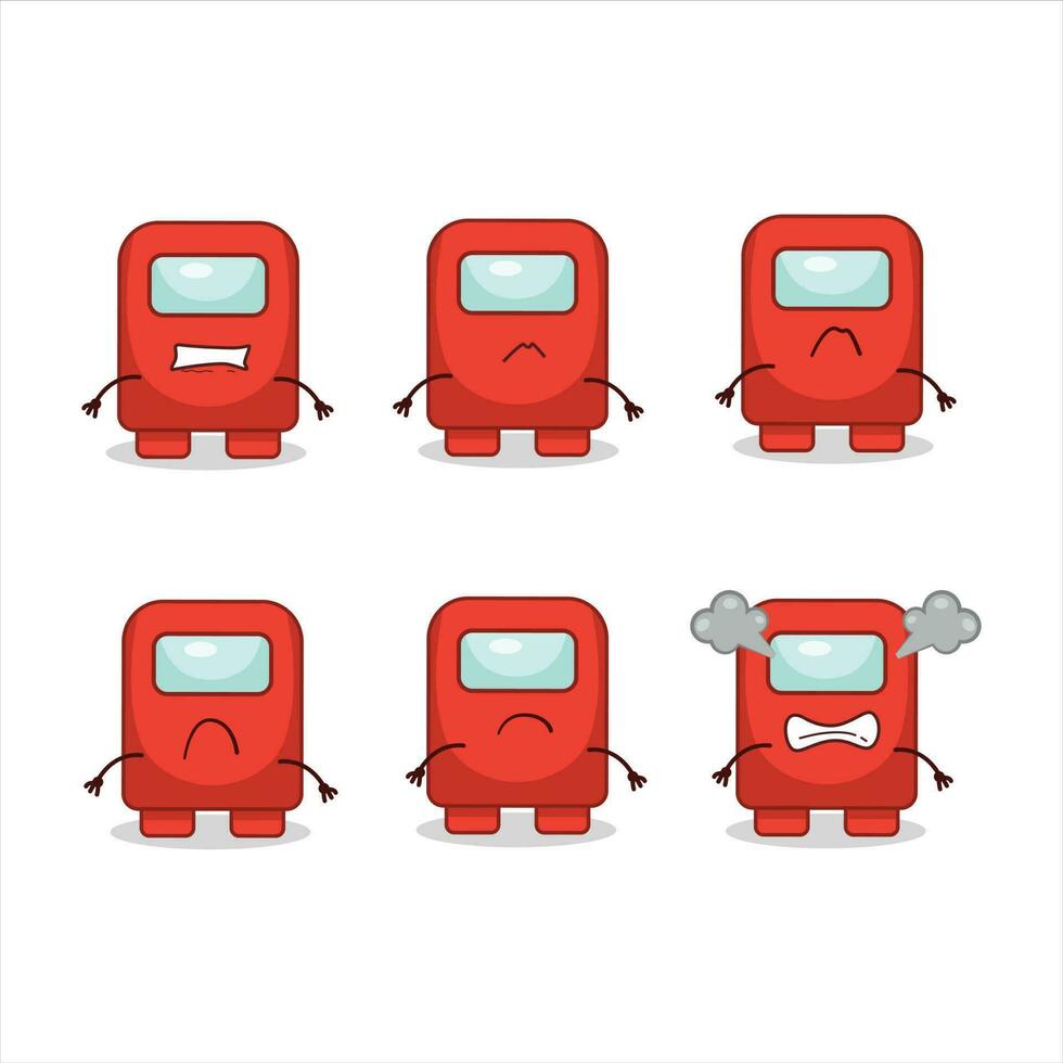 Among us red cartoon character with various angry expressions vector