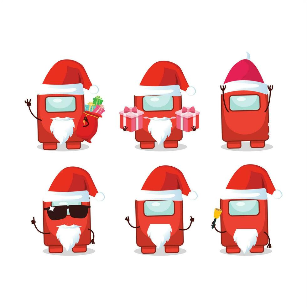 Santa Claus emoticons with among us red cartoon character vector