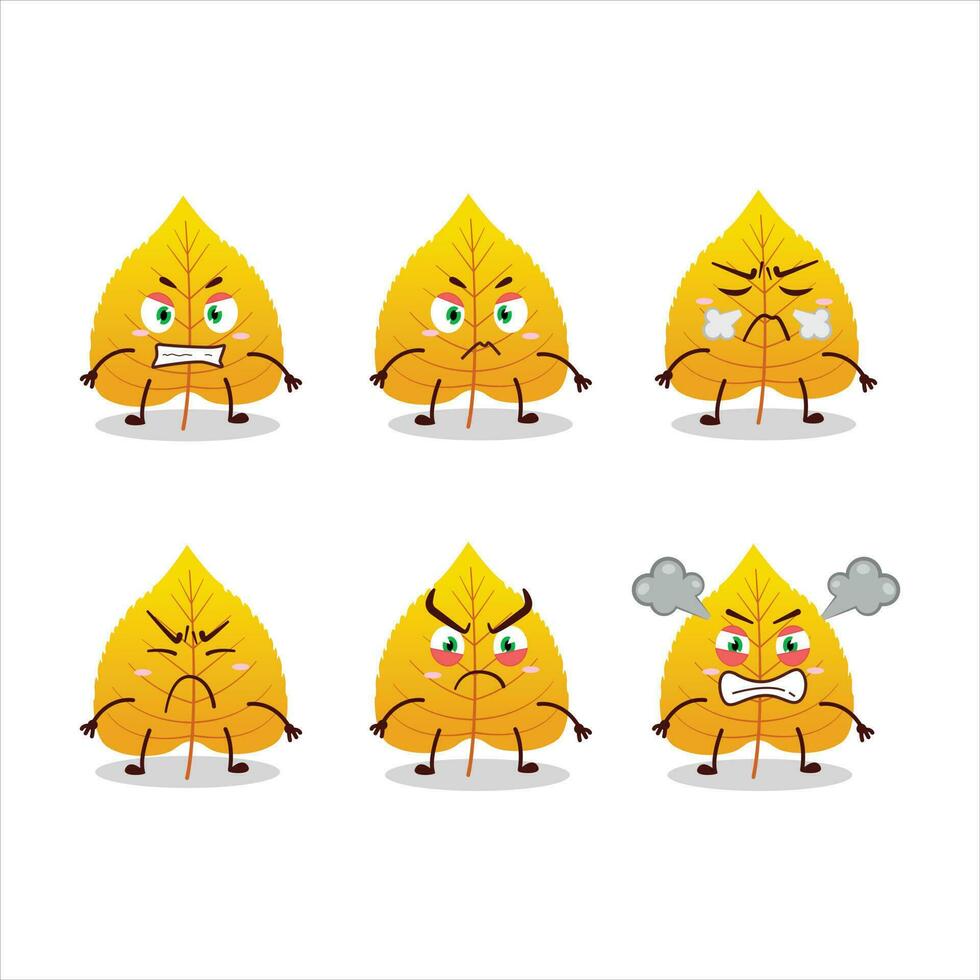 Yellow dried leaves cartoon character with various angry expressions vector