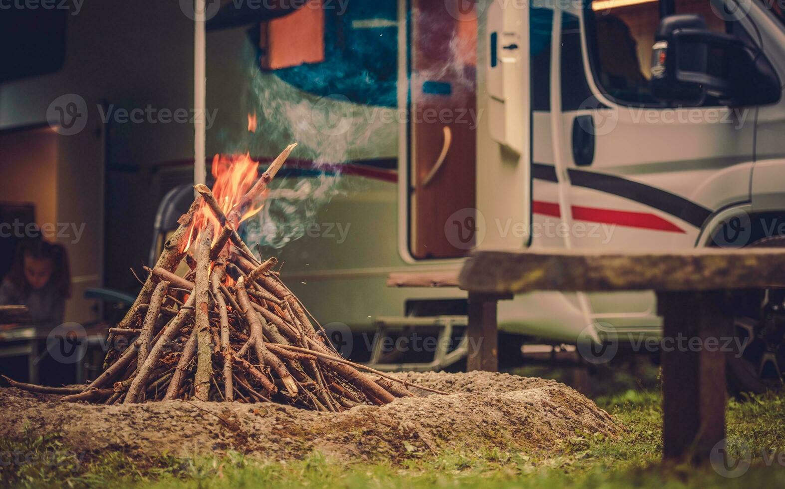 RV Park Pitch Campfire photo