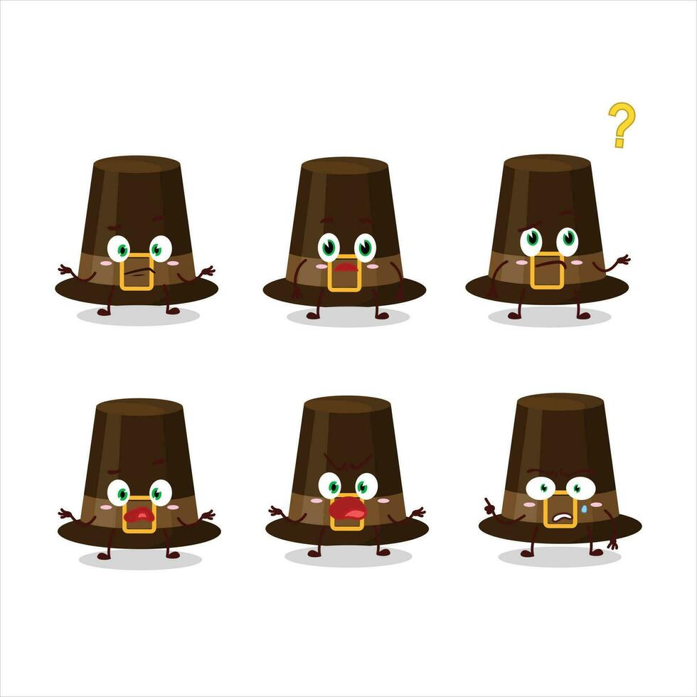 dibujos animados personaje de marrón peregrinos sombrero con qué expresión vector