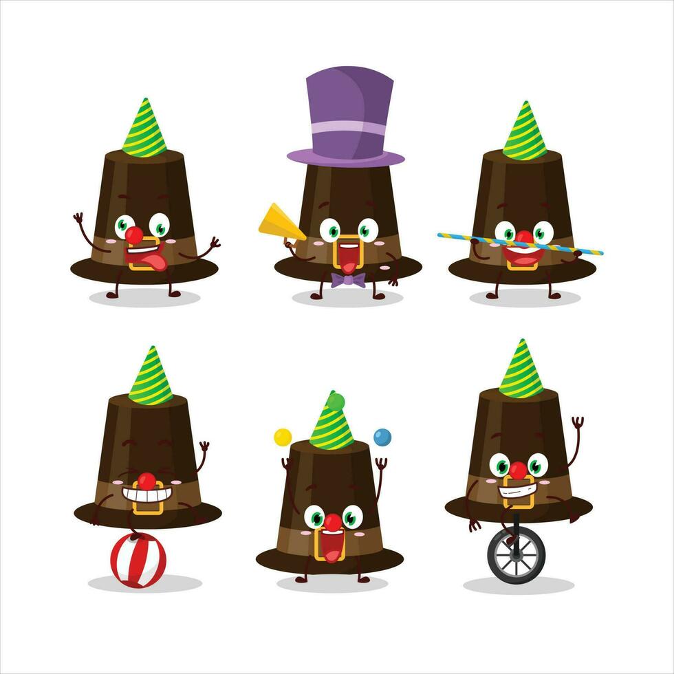 Cartoon character of brown pilgrims hat with various circus shows vector