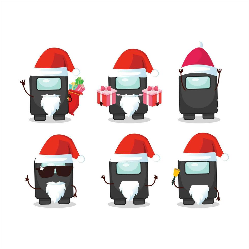 Santa Claus emoticons with among us black cartoon character vector