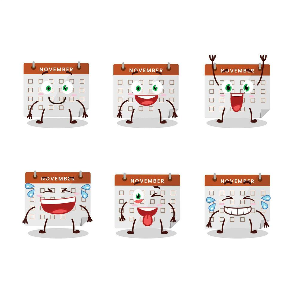 Cartoon character of thanksgiving calendar with smile expression vector